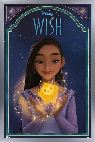 Vista 9 de Trends International Disney Wish - Póster de pared de Asha & Star, 22.4 pulgadas de largo x 14.7 pulgadas, versión enmarcada en madera de granero