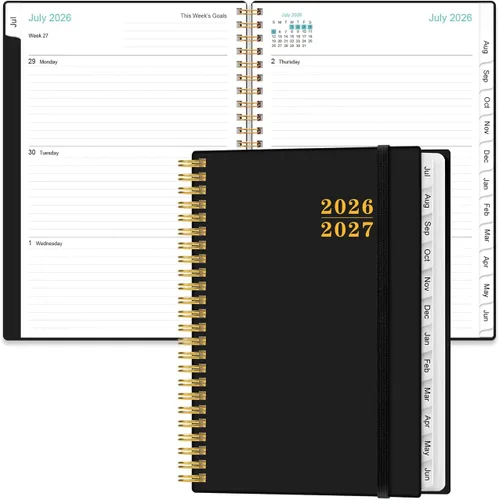 Vista 23 de Agenda 2026 – Agenda semanal y mensual de enero de 2026 a diciembre de 2026, planificador 2026 encuadernado en espiral con 12 pestañas mensuales