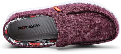 Vista 4 de ROTJACM Zapatos casuales de tela para mujer, zapatos de lona cómodos y anchos con puntera tipo mocasín, ligeros, zapatos para caminar al aire libre