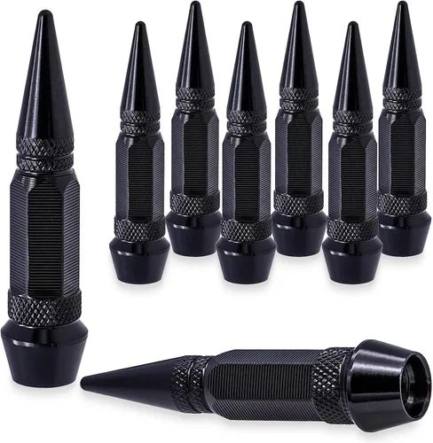 Vista 19 de 4 piezas de tapas de válvula de neumático con estilo púas, cubiertas de válvula de neumático universales de aleación de aluminio a prueba de polvo