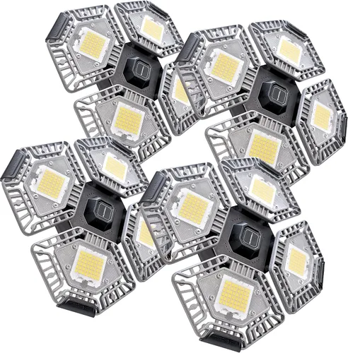 Vista 10 de Bell+Howell QUADBURST - Bombillas LED de techo de 80 W, 5500 lúmenes, 4 paneles deformables de aluminio para interiores, dormitorios, luces