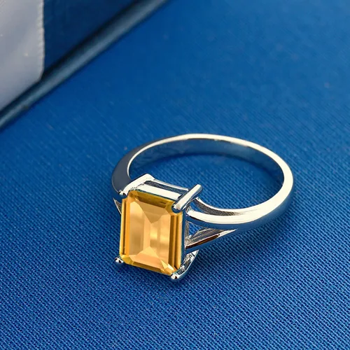 Vista 73 de Gem Stone King Anillo de compromiso solitario con diseño clásico de vástago dividido para mujer, plata de ley 925, piedra natal de piedra preciosa