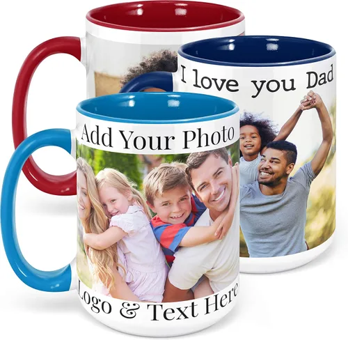 Vista 12 de Tazas de café con foto personalizada, 11 onzas, color negro con imagen, texto, regalos personalizados, taza de cerámica personalizada, gran regalo