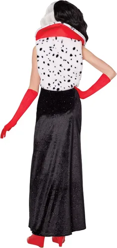 Vista 2 de Spirit Halloween 101 Dálmatas Disfraz de Cruella para niños Con licencia oficial Villanos de Disney Cosplay de Cruella Deville