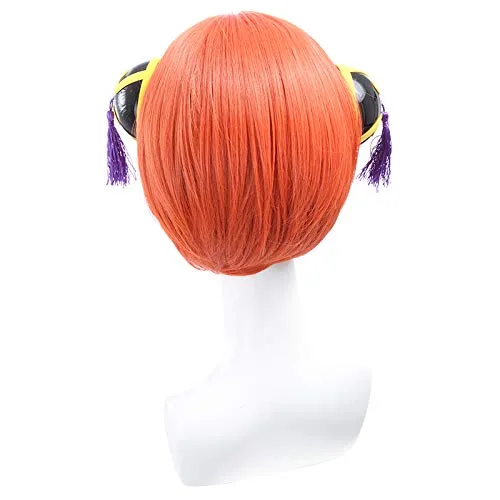 Vista 3 de AHJSN Gintama Kagura - Pelucas de cosplay de 11.8in, 11.81 pulgadas, pelo sintético corto resistente al calor, disfraz de anime, fiesta, cosplay