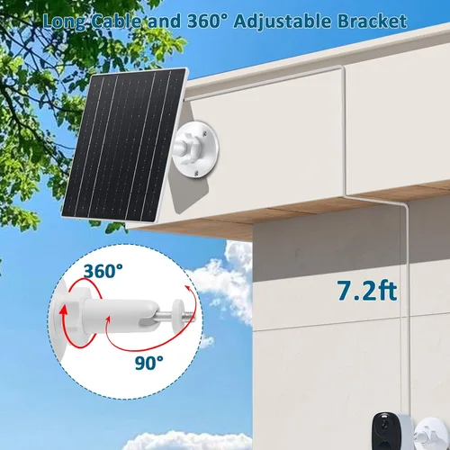 Vista 6 de Zivif Panel solar para cámara de seguridad al aire libre, cargador solar USB C de 10 W compatible con cámara recargable de 5 V, montaje ajustable