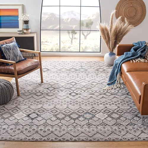Vista 9 de SAFAVIEH Amsterdam Collection Alfombra Decorativa - 2.3 pies x 4 pies, Negro & Multi, Diseño Marroquí Bohemio, Sin Desprendimiento y Fácil Cuidado