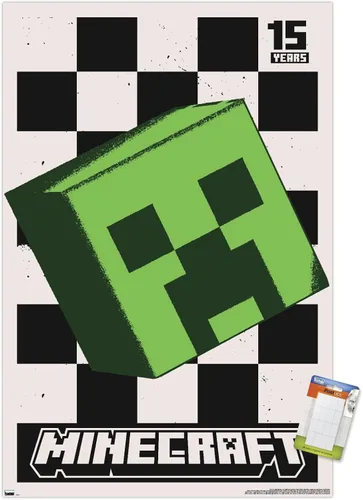 Vista 10 de Trends International Minecraft: 15th Anniversary - Póster de pared Posterized Creeper, 22.4 pulgadas de largo x 14.7 W, versión enmarcada de madera