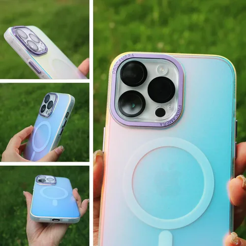 Vista 7 de YMHML Magsafe - Funda 3 en 1 para iPhone 14 Pro Max con protector de pantalla y protector de lente de cámara de vidrio templado, bonita funda