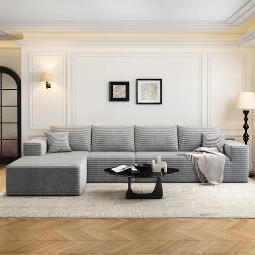 Vista 15 de Sofá seccional modular Cloud de 107.5 pulgadas con 1 otomana, sofás tapizados modernos minimalistas, cómodo sofá en forma de U para sala de estar