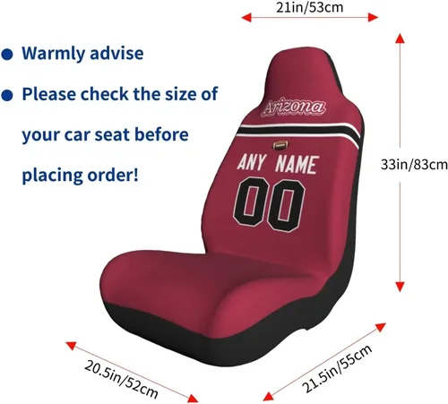 Vista 7 de Fundas de asiento de coche de fútbol personalizadas, accesorios personalizados para automóvil, regalos de Arizona con nombre y número, funda