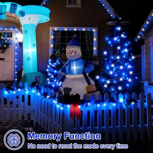 Vista 6 de QITONG Paquete de 2 luces solares azules y blancas de Navidad, cada cadena de 200 luces LED solares de 66 pies para exteriores, impermeable, 8 modos