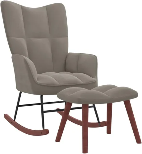Vista 15 de vidaXL Mecedora, silla de acento mecedora, asiento acolchado con reposapiés, silla auxiliar para sala de estar, dormitorio, estilo retro, terciopelo
