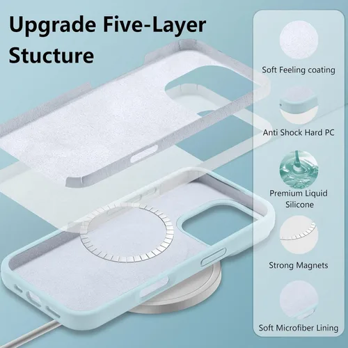 Vista 68 de Funda magnética de silicona para iPhone 13 Pro, color blanco antiguo [Compatible con Magsafe] [Forro de microfibra suave antiarañazos], funda
