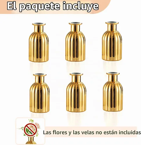 Vista 7 de NUPTIO Jarrones de cristal dorado, mini botella vintage, 5.51 pulgadas
