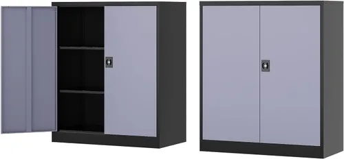 Vista 10 de Fesbos Armario de almacenamiento de metal, archivadores de acero de 36 pulgadas de alto con puertas con cerradura y estantes ajustables, gabinete