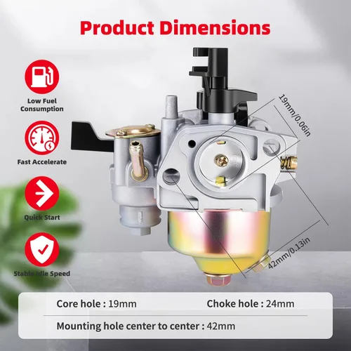 Vista 4 de Carburador GX160 GX200 con kit de ajuste de filtro de aire 17210-ZE1-517 para Honda GX120 GX140 GX 160 GX168 GX200 5HP 5.5HP 6.5HP Motor