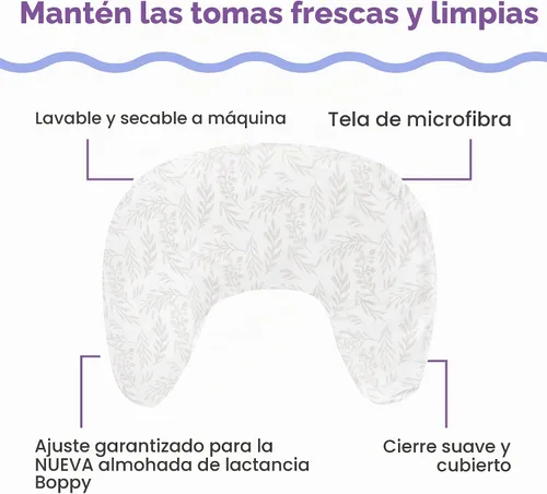 Vista 4 de Funda para Almohada de Lactancia Boppy - Suave, Lavable y Hipoalergénica de Microfibra para Almohada de Bibernón y Lactancia