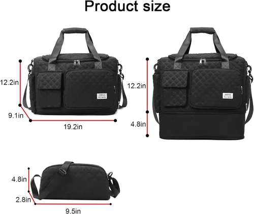 Vista 387 de Pequeña bolsa de gimnasio para mujer, bolsa de viaje con compartimento para zapatos
