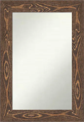 Vista 92 de Amanti Art Espejo de baño marrón para sobre fregadero, 26 x 26 pulgadas, espejo de tocador cuadrado marrón rústico Alexandria, marco de madera