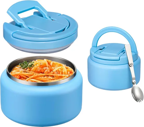 Vista 13 de Itslife Termo de sopa aislado al vacío de 13.5 onzas para alimentos calientes, recipiente de almuerzo para niños con tapa de hebilla a prueba