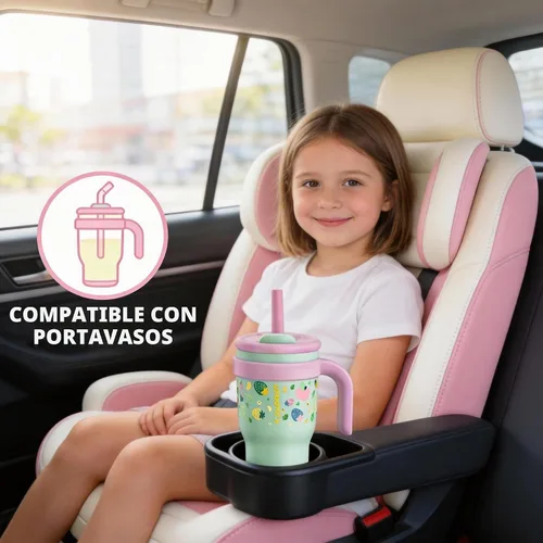 Vista 2 de KXIAOCHEN Vaso para niños de 14 onzas con asa para evitar derrames, vaso aislado reutilizable de acero inoxidable para niños pequeños, mantiene
