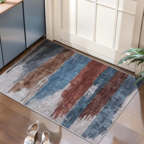 Vista 73 de Ciicool Alfombra moderna abstracta de 2 x 3 pulgadas, lavable, pequeña, antideslizante, de pelo bajo, alfombra de entrada plegable para cocina