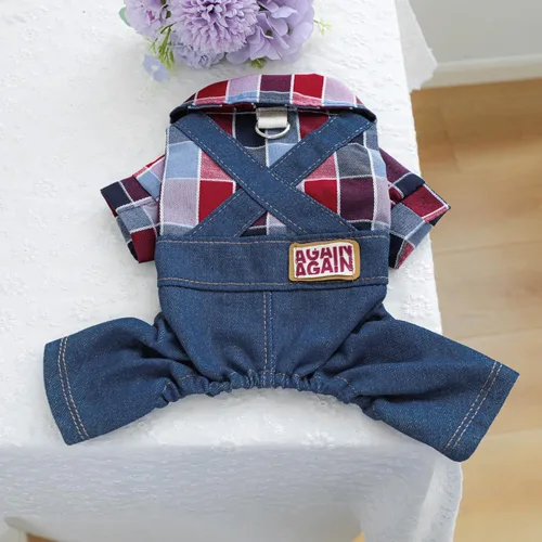 Vista 2 de Ropa de invierno para perros, overoles elegantes para mascotas para perros pequeños y medianos, lindo mono para cachorros, ropa clásica para perros