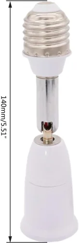 Vista 3 de Adaptador extensor de enchufe de bombilla E26/E27, accesorio de luz flexible de 180 grados E26/E27 a E26/E27 Base ajustable E26/E27 Extensor