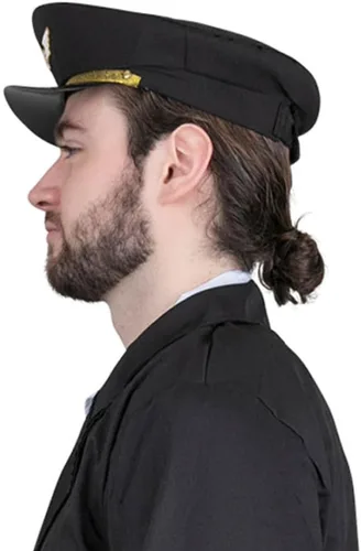 Vista 3 de Dress Up America Gorra de piloto – Gorra negra de capitán de aerolínea – Accesorio de disfraz de piloto para niños y adultos