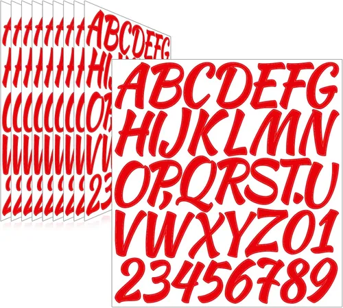 Vista 11 de 710 piezas de 10 hojas de calcomanías de letras, autoadhesivas, impermeables, de 1 pulgada, calcomanías de vinilo para números de buzón, calcomanías