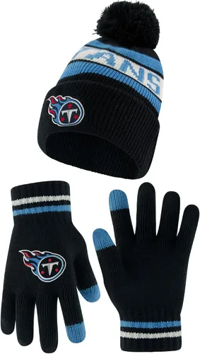 Vista 8 de Ultra Game Gorro de punto de invierno oficial de la NFL para jóvenes, súper suave, con guantes extra cálidos para pantalla táctil Color del equipo 1