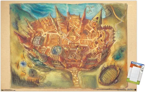 Vista 12 de Trends International The Wizarding World: Harry Potter - Póster de pared con mapa de Hogwarts, 14.725 x 22.375 pulgadas, versión enmarcada de madera