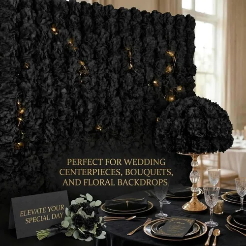 Vista 7 de Larksilk - Claveles artificiales negros, 3.5 pulgadas, paquete de 100