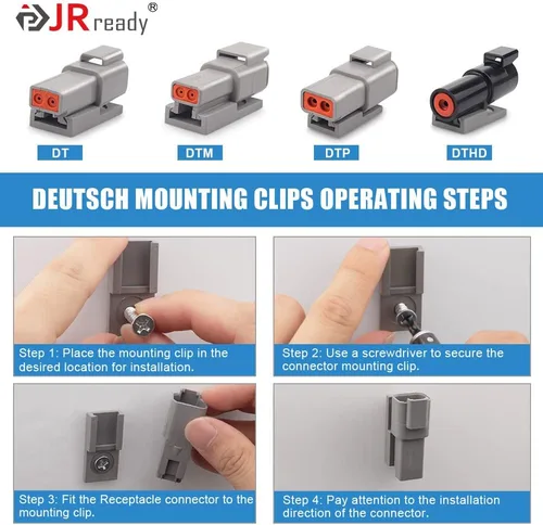 Vista 8 de JRready Kit de conectores Deutsch de 2 pines con contactos sólidos de tamaño 16 (14-20AWG), conector impermeable Deutsch de 2 pines de la serie