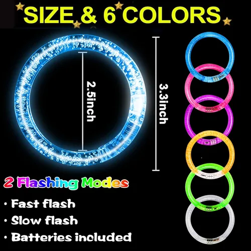 Vista 3 de Paquete de 20 pulseras LED que brillan en la oscuridad, regalos de fiesta para adultos, pulseras LED iluminadas, juguetes de neón, regalos de boda