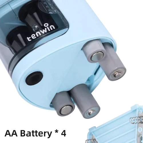 Vista 4 de tenwin - Sacapuntas eléctrico para lápices de colores, funciona con pilas, para lápices n.º 2 y de 0.23 a 0.47 pulgadas, doble agujero para artistas