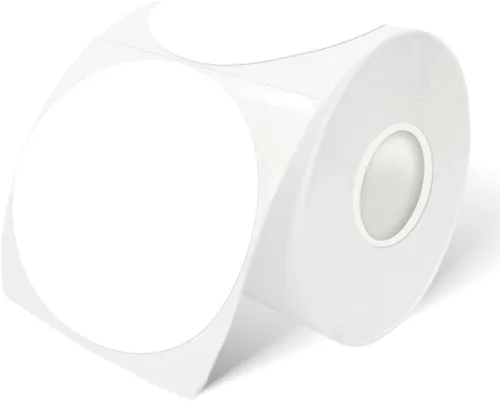 Vista 16 de Etiquetas adhesivas térmicas redondas azules de 2 pulgadas, etiquetas térmicas directas circulares autoadhesivas, etiquetas adhesivas multiusos