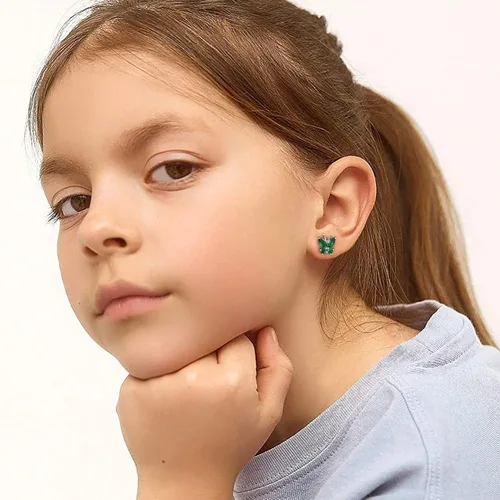 Vista 4 de Bestyle Anillo de collar de mariposa con piedra natal plateada para mujeres, delicado y lindo regalo de joyería de mariposa para mujeres