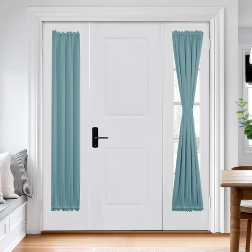 Vista 95 de Deconovo Cortinas opacas para puerta, bolsillo para cortinero y cortinas de bloqueo con aislamiento térmico para dormitorio, 137.16 x 189.2 cm, azul
