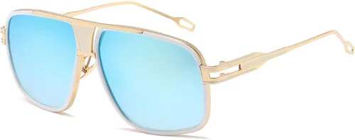 Vista 9 de AEVOGUE Men's Oversized Shield Sunglasses, Retro Alloy Aviator AE0336 Negro marco Grey Lens