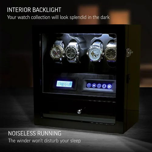Vista 3 de 4 Watch Winder with 5 Watch Storage Space, LCD Display, Touch Control and Interior Light
