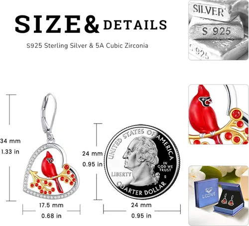 Vista 239 de Aretes colgantes de plata de ley con diseño de árbol de la vida, flor, abeja, animales, gato, colibrí, piedra lunar, turquesa, aretes con cierre