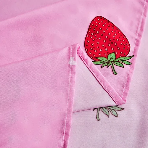 Vista 7 de LAMEJOR Juego de sábanas rosadas, tamaño individual, diseño de fresa roja Kawaii con bolsillos profundos de 14 pulgadas de profundidad, 4 piezas, 1
