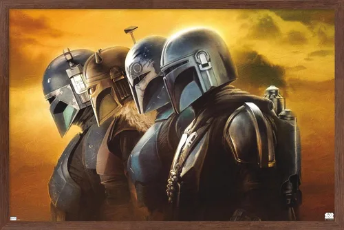 Vista 10 de Trends International Star Wars: The Mandalorian Season 3 - Póster de pared de cascos, 22.37 x 34.00 pulgadas, versión enmarcada en blanco