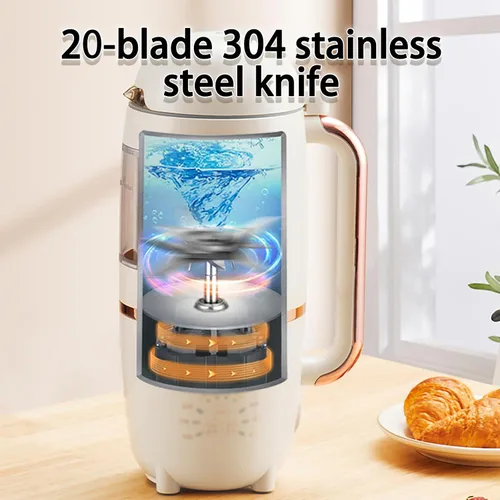 Vista 6 de Mini Blender, Automatic Nut Soy Milk Maker, 500W Smoothie Maker, 1000mL Portable Kitchen Juicer, 6/8/10/12H Preset Programs, Easy Clean, for