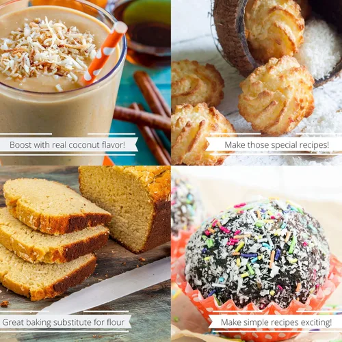 Vista 5 de Its Delish - Coco molido de macarrón gourmet – Contenedor jumbo de 24 onzas (1.5 libras) – Harina de coco cruda, sin azúcar, natural y sin gluten