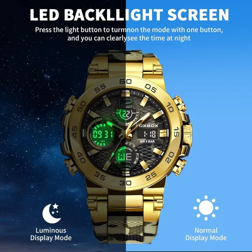 Vista 5 de Men's Outdoor Sports Quartz Watches,Waterproof,Clock,Glow,Alarm Clock Multi-Function Analog & Digital Watches for Men,Big Face Easy to
