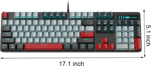 Vista 9 de MageGee - Teclado mecánico para juegos, nuevo teclado retroiluminado de 104 teclas con interruptores azules, teclado mecánico USB con cable