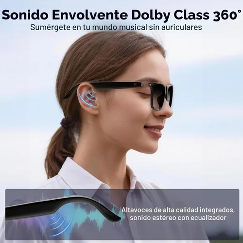 Vista 3 de Lentes inteligentes AI con ChatGPT, lentes Bluetooth, traducción en 129 idiomas, para reproducción de música, llamadas manos libres, impermeable